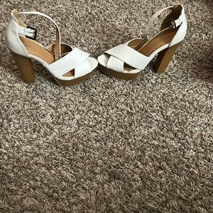 White strapped heels